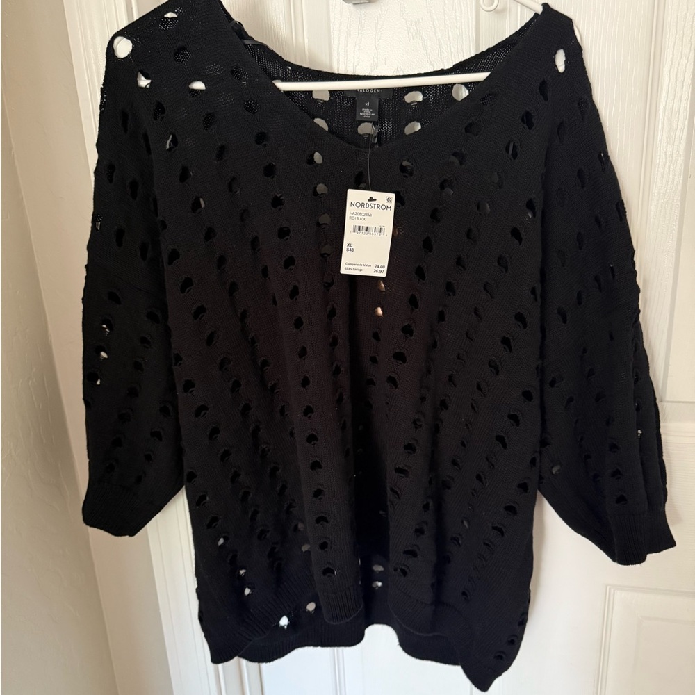 Halogen Black V-Neck Women's Sweater